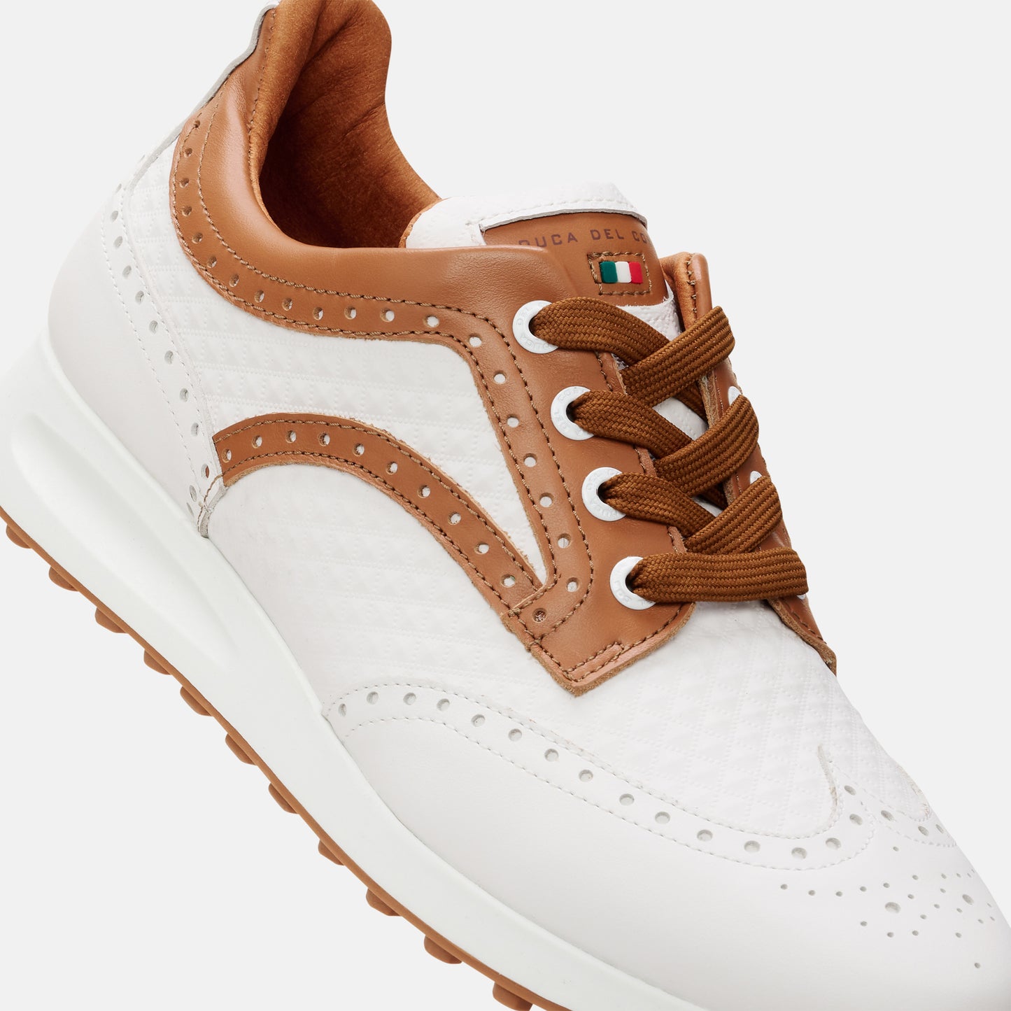 White Golf Shoes, Cognac Golf Shoes, Men's Golf Shoes Duca del Cosma, Spikeless Golf Shoes, Waterproof Golf Shoes.