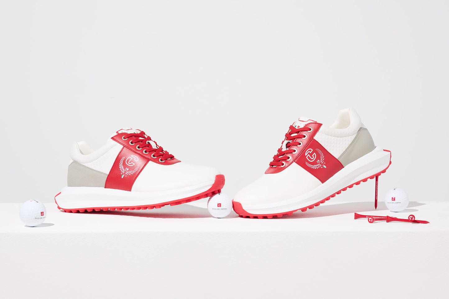 White Golf Shoes, Men's Red Golf Shoes, Men's Golf Shoes Duca del Cosma, Spikeless Golf Shoes, Waterproof Golf Shoes.