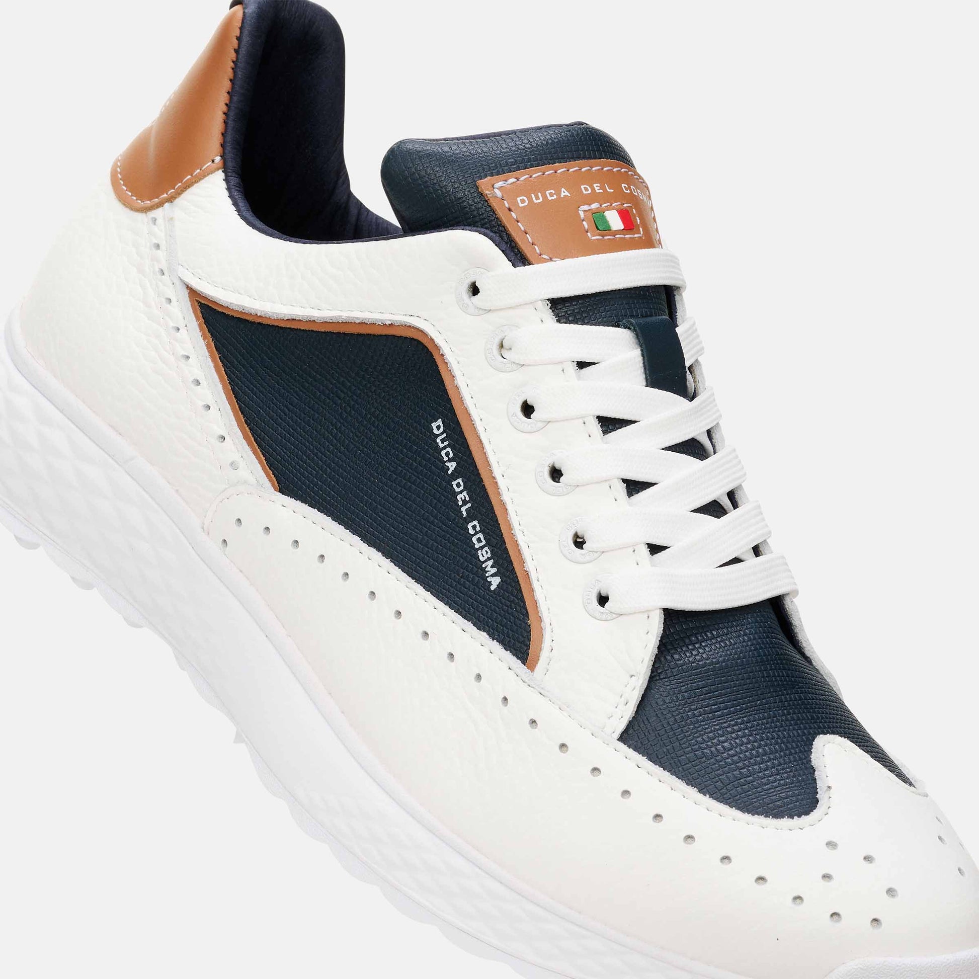 White Golf Shoes, Men's Blue Golf Shoes, Men's Golf Shoes Duca del Cosma, Spikeless Golf Shoes, Waterproof Golf Shoes.