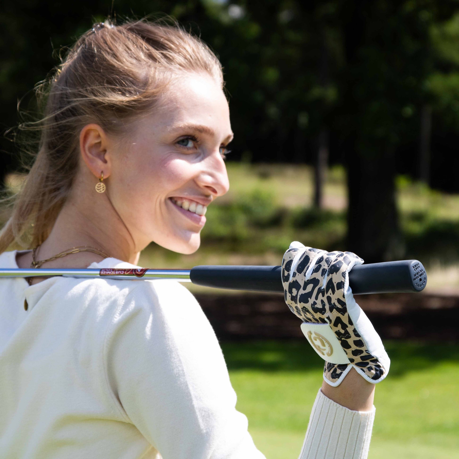 golfer handschuhe Designer Pro – Links – King Cheetah White