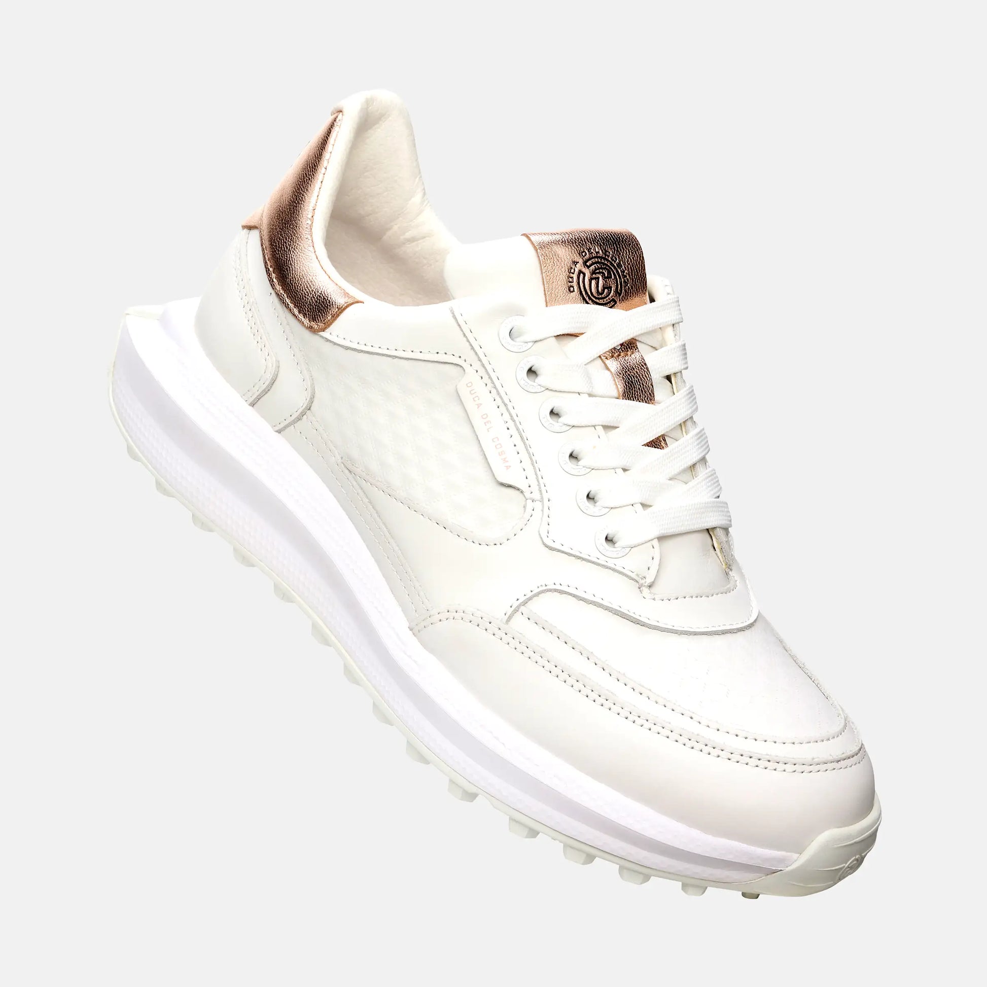 Best Lightweight Golf Shoes Olivera 2 - White/Rose Gold – Duca del Best Lightweight Golf Shoes Olivera 2 - White/Rose Gold – Duca del